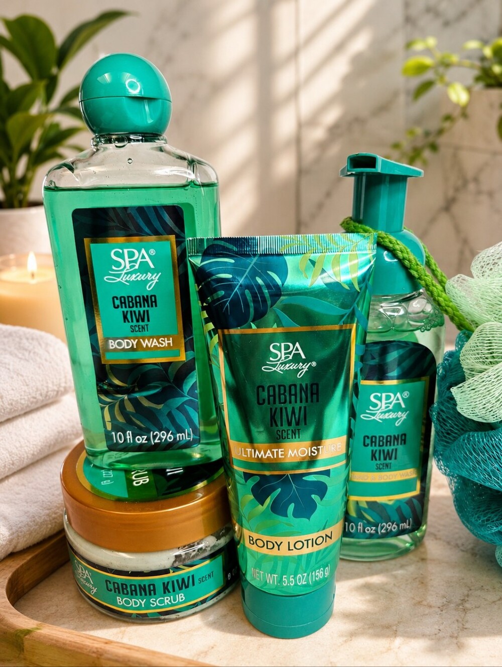 SPA LUXURY CABANA KIWI SCENT BATH & BODY COLLECTION SET 5-PCS